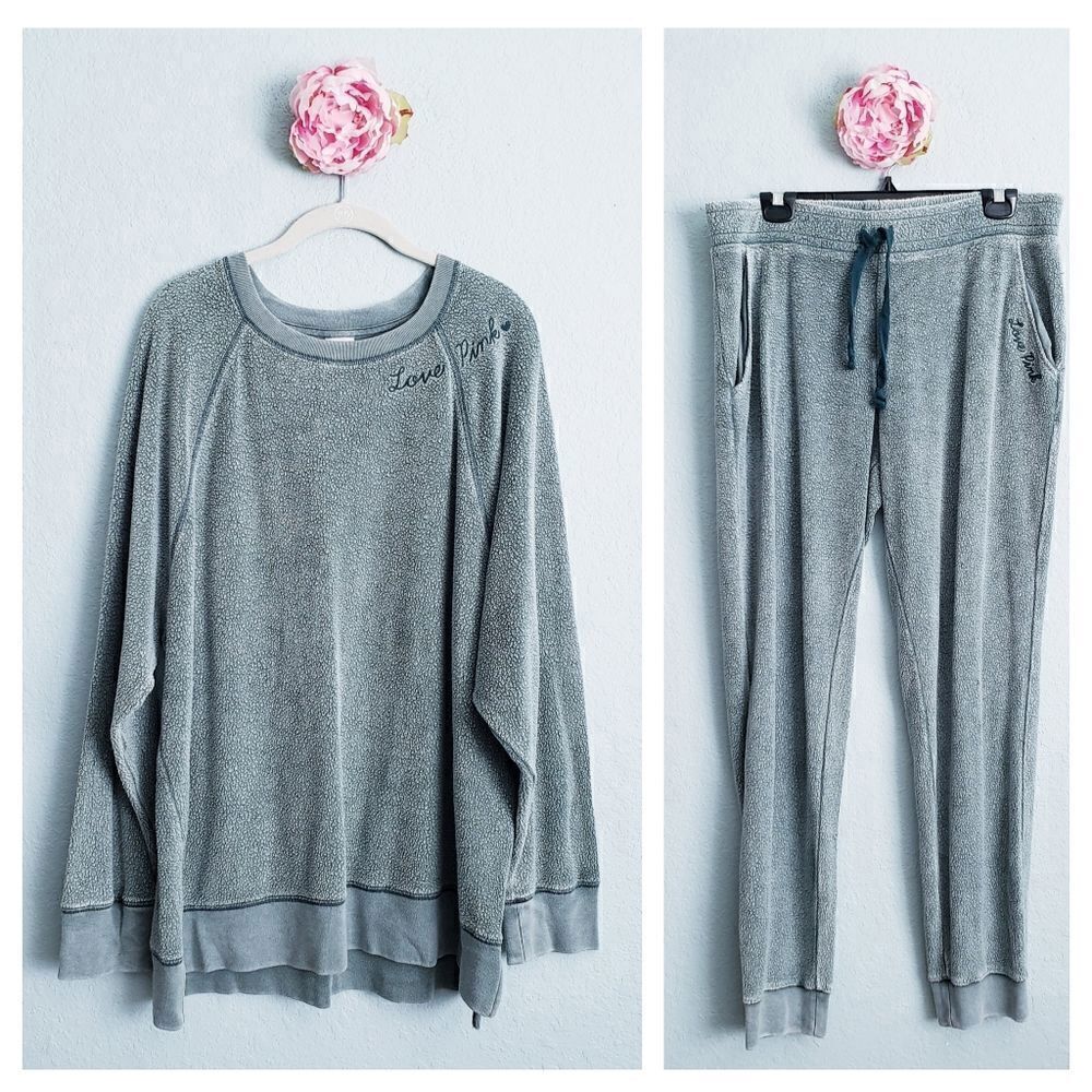 PINK Victoria's Secret Comfy Cozy Embroidered Lounge Set